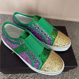 Woman Glitter Sneakers - Green, Purple, and Gold